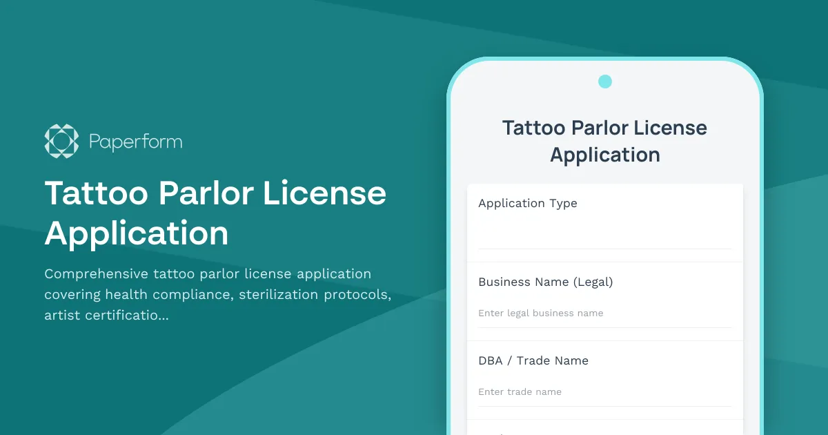 Tattoo Parlor License Application