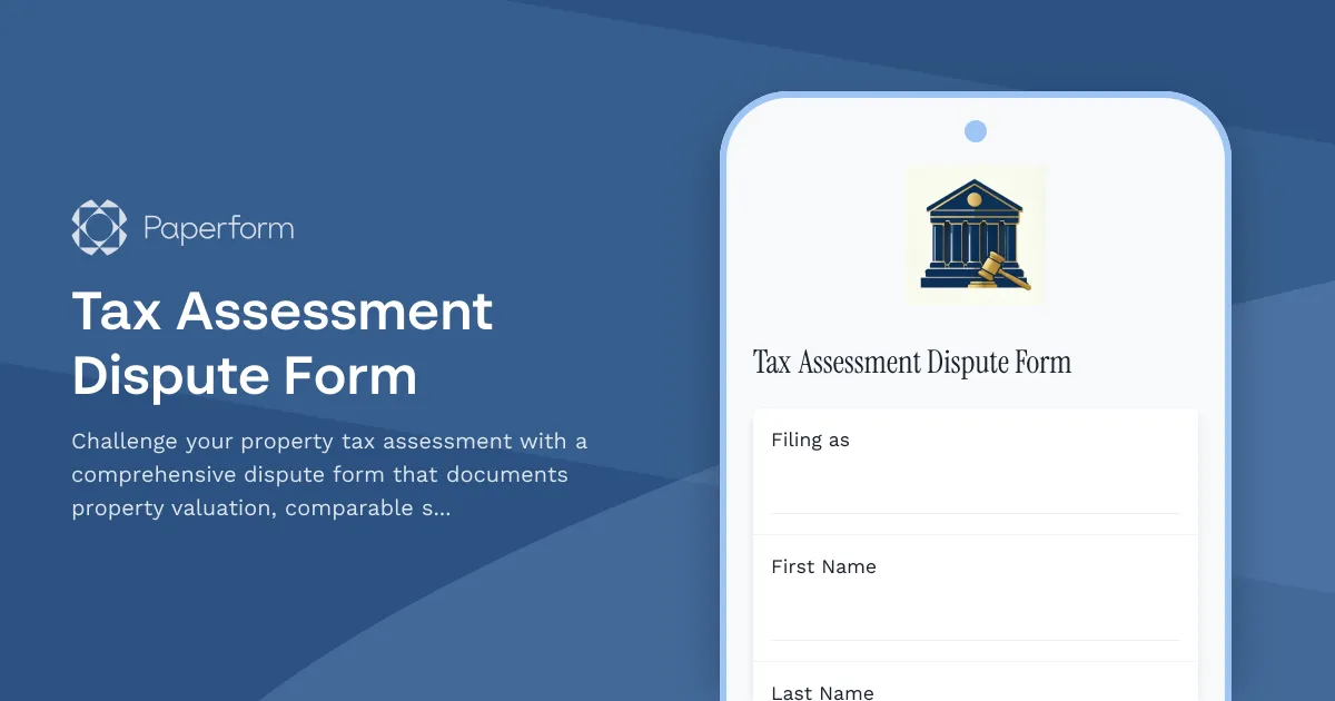 Tax Assessment Dispute Form