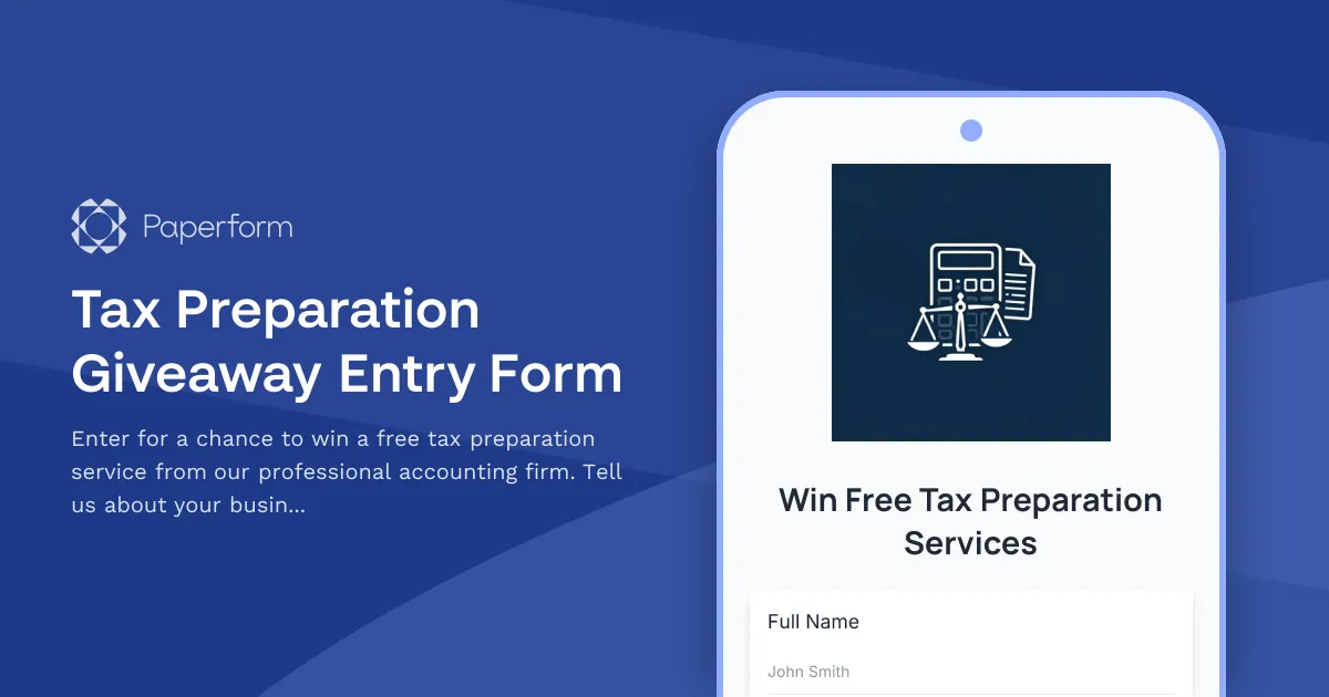 Tax Preparation Giveaway Entry Form