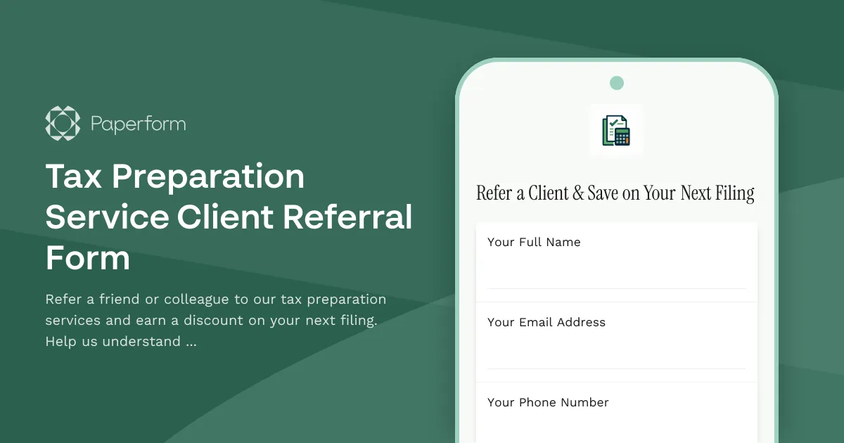 Tax Preparation Service Client Referral Form