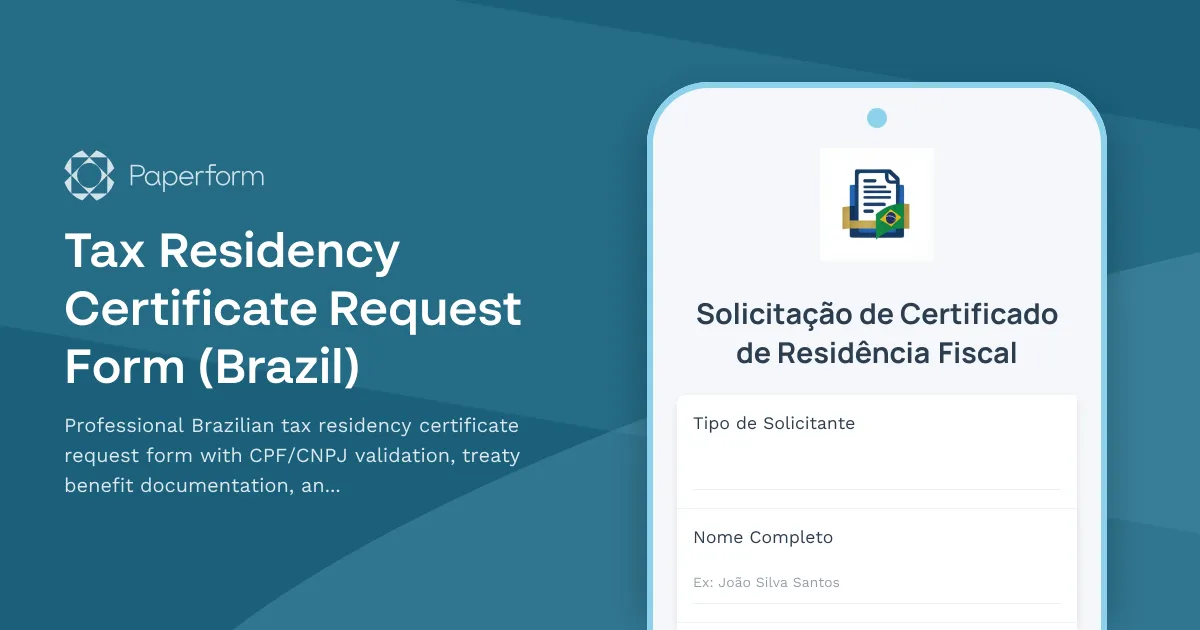 Tax Residency Certificate Request Form (Brazil)