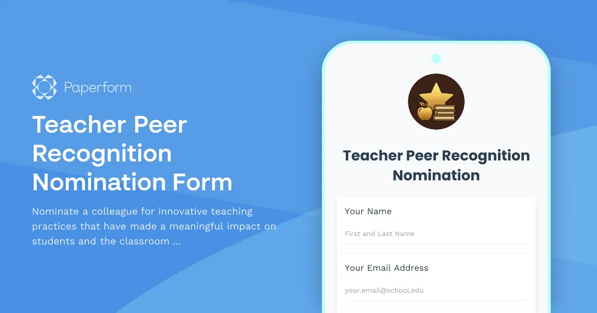 Teacher Peer Recognition Nomination Form