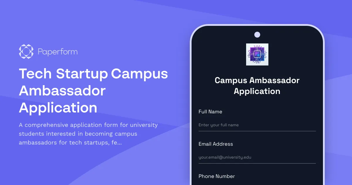 Tech Startup Campus Ambassador Application