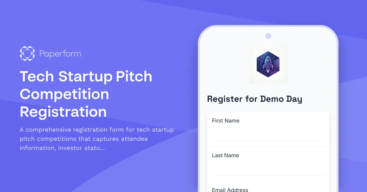 Tech Startup Pitch Competition Registration