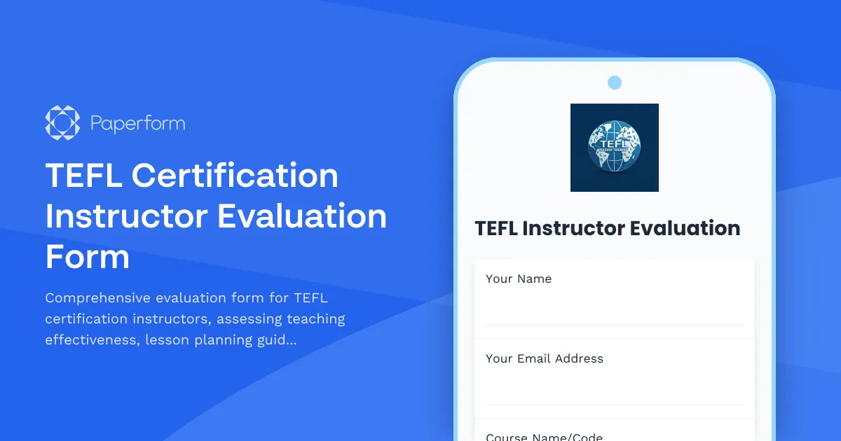 TEFL Certification Instructor Evaluation Form