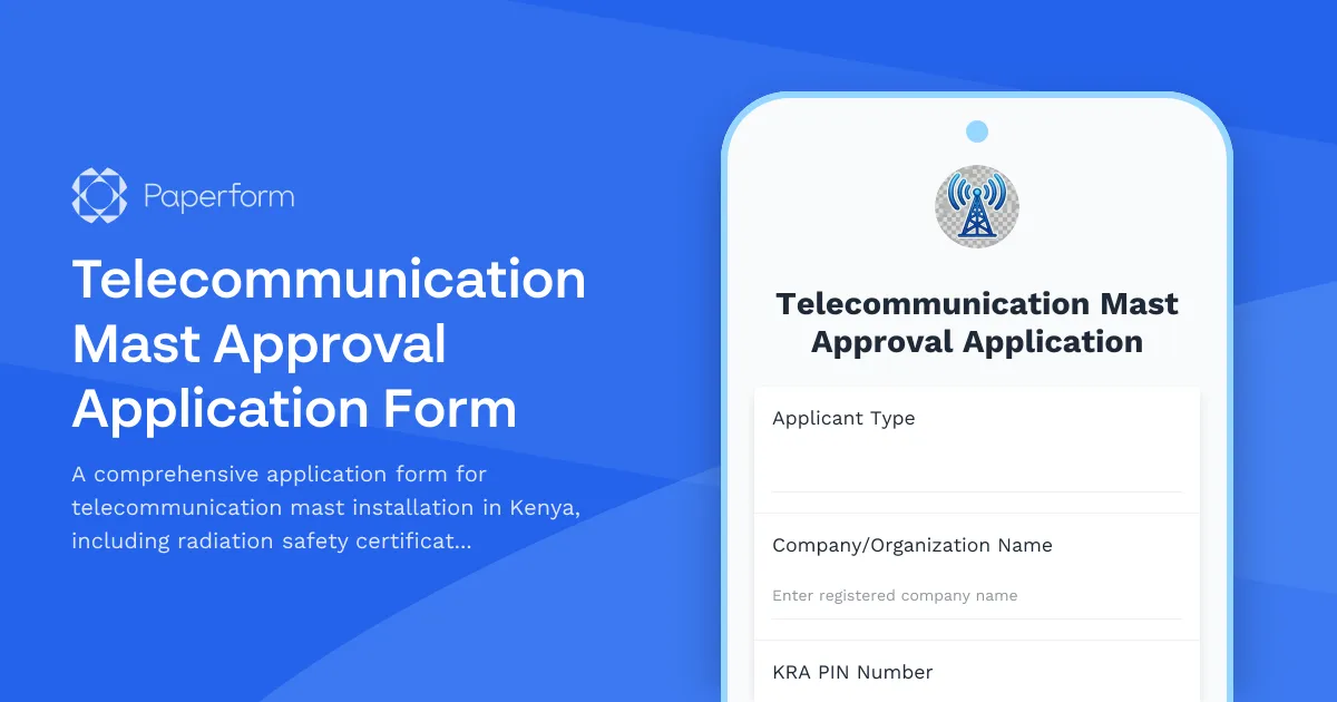 Telecommunication Mast Approval Application Form