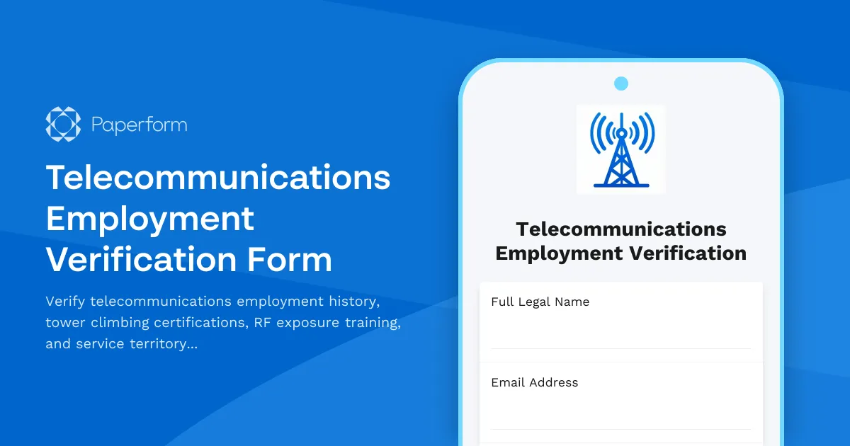 Telecommunications Employment Verification Form