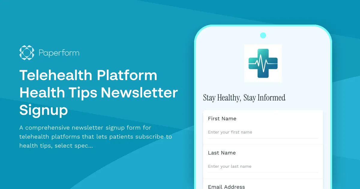 Telehealth Platform Health Tips Newsletter Signup
