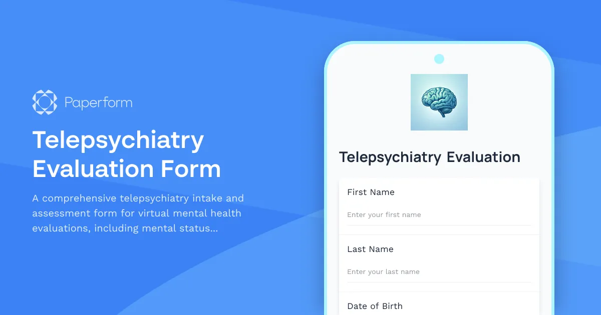 Telepsychiatry Evaluation Form