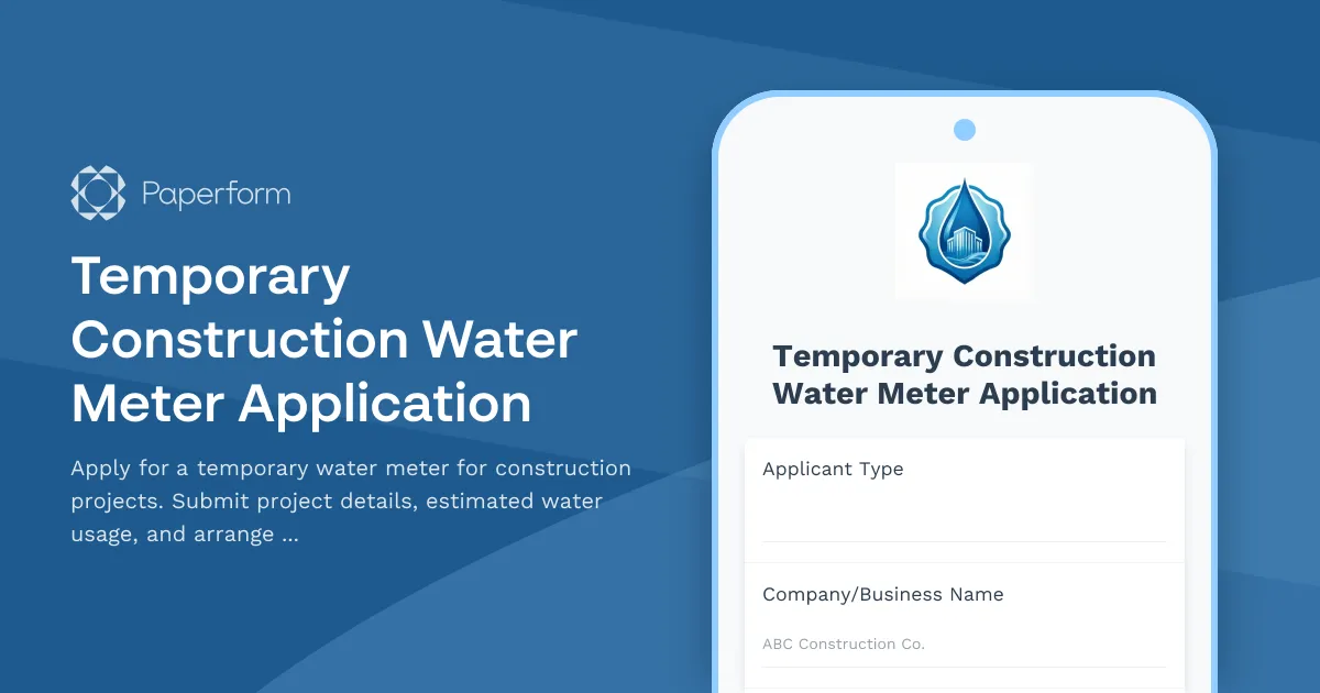 Temporary Construction Water Meter Application