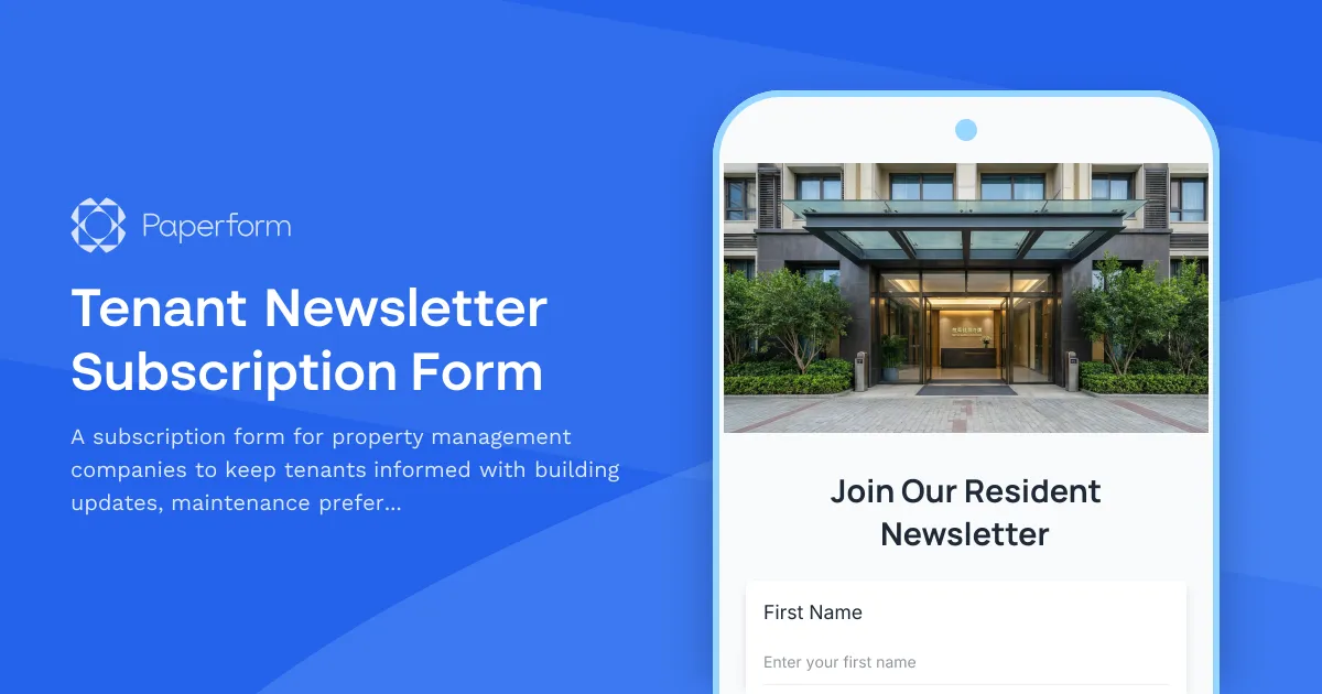 Tenant Newsletter Subscription Form