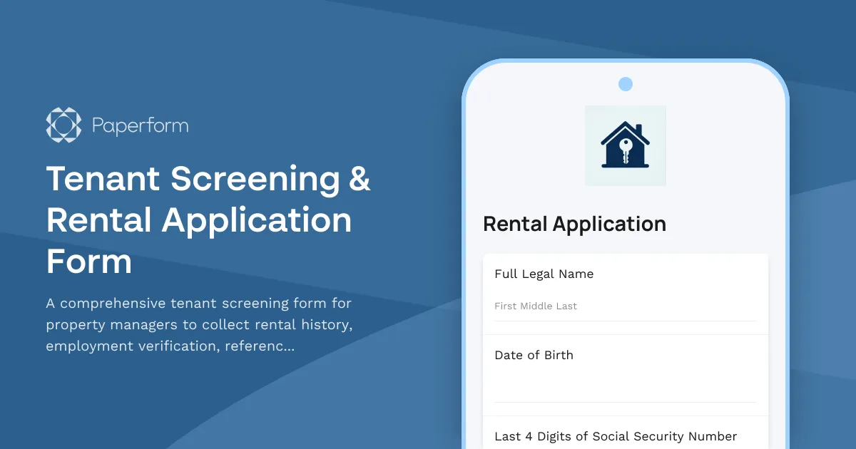 Tenant Screening & Rental Application Form