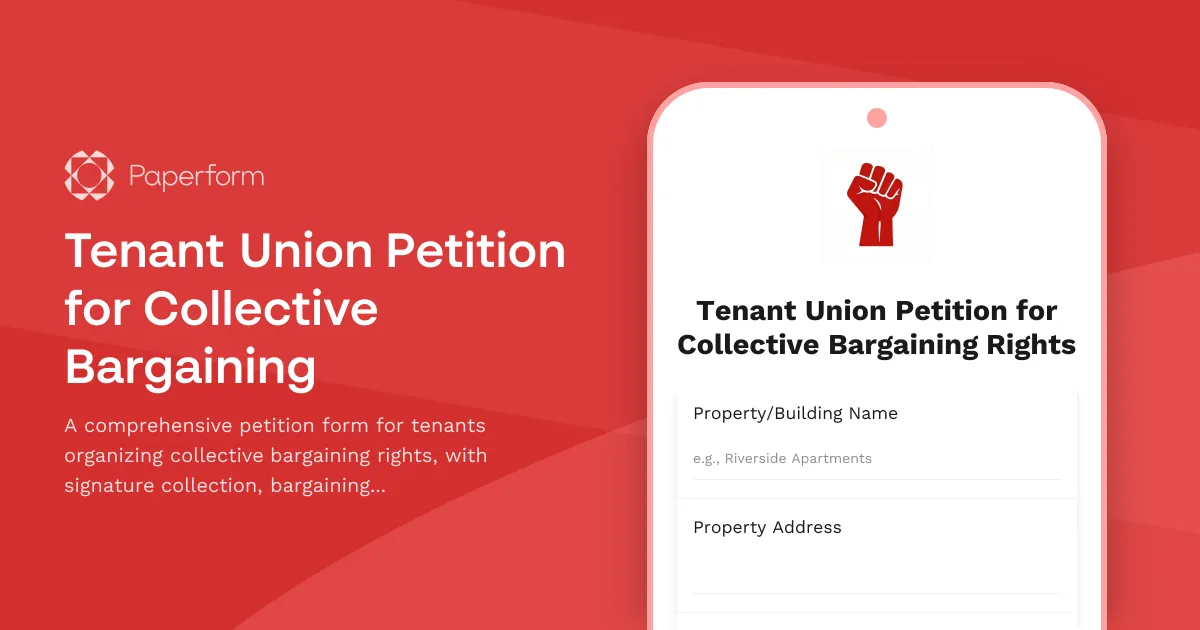 Tenant Union Petition for Collective Bargaining