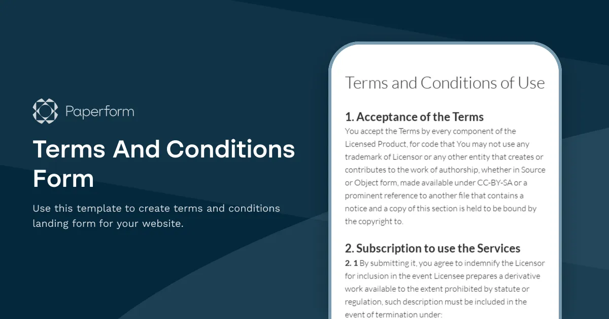 Terms And Conditions Form