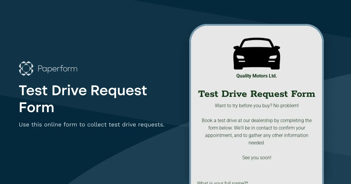 Test Drive Request Form
