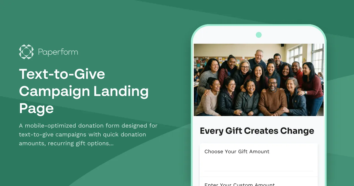 Text-to-Give Campaign Landing Page
