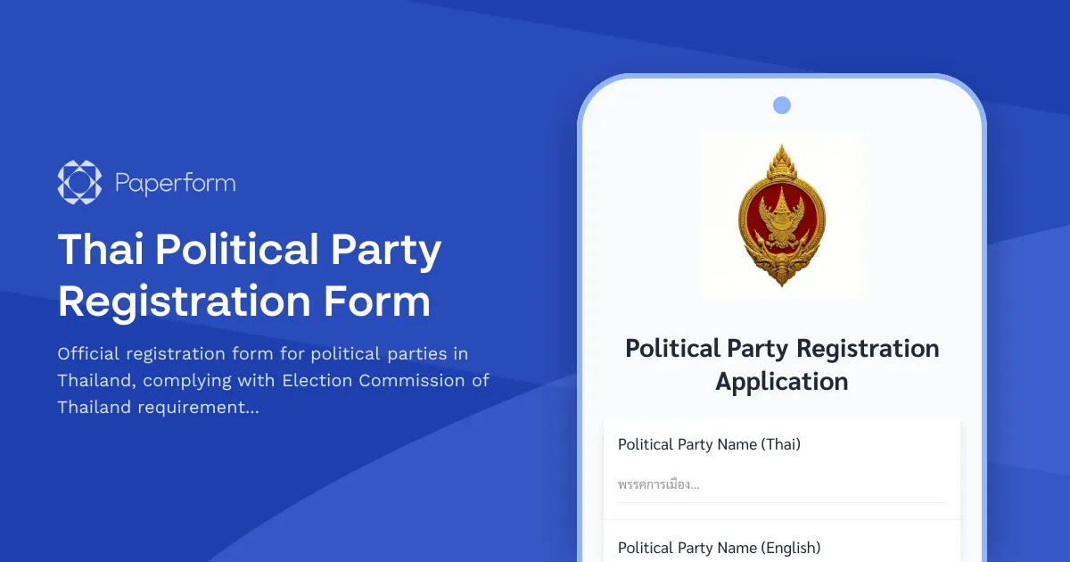 Thai Political Party Registration Form