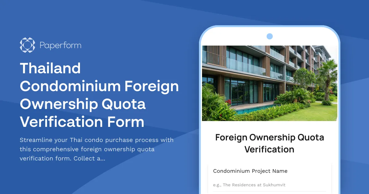 Thailand Condominium Foreign Ownership Quota Verification Form
