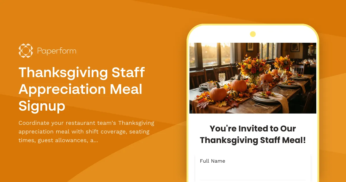 Thanksgiving Staff Appreciation Meal Signup