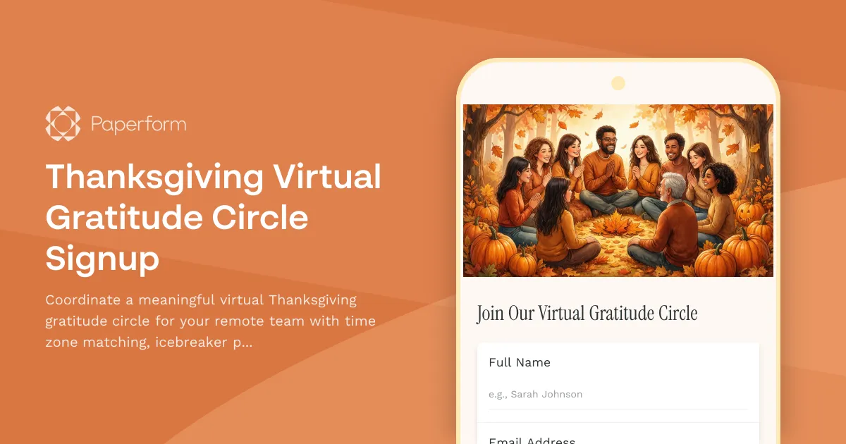 Thanksgiving Virtual Gratitude Circle Signup