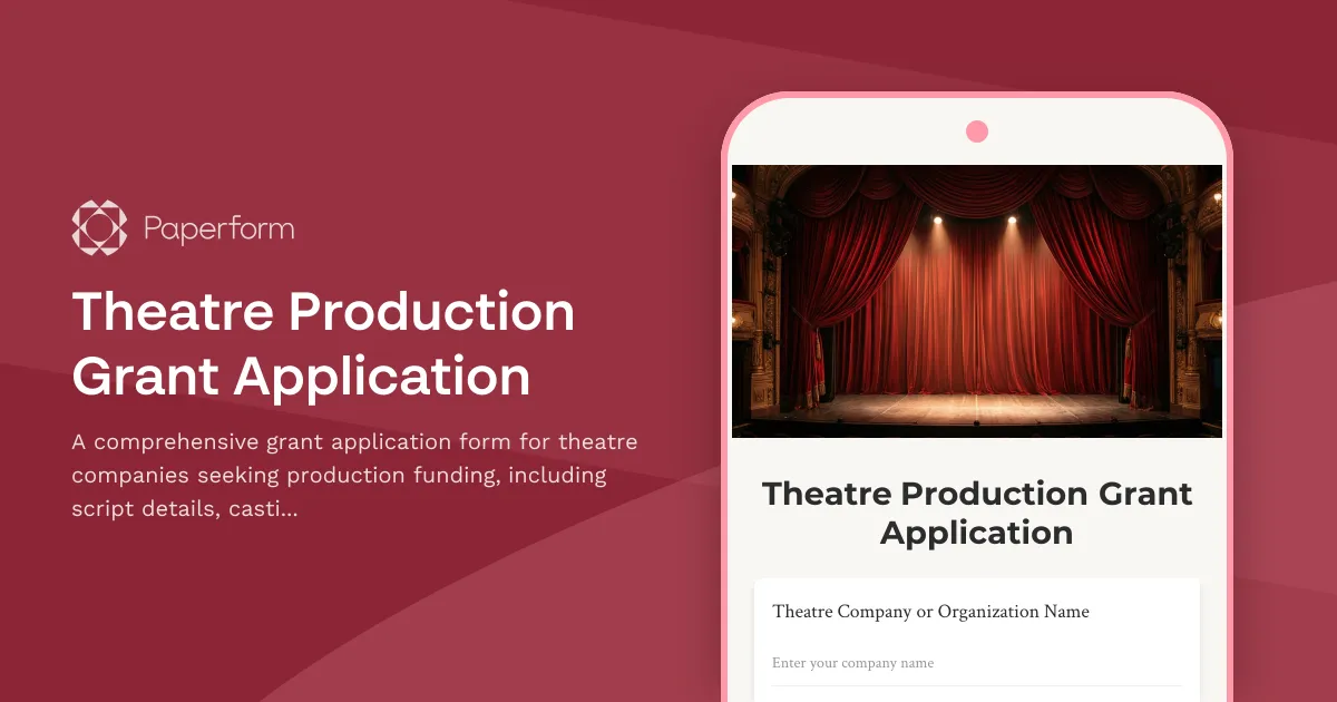 Theatre Production Grant Application
