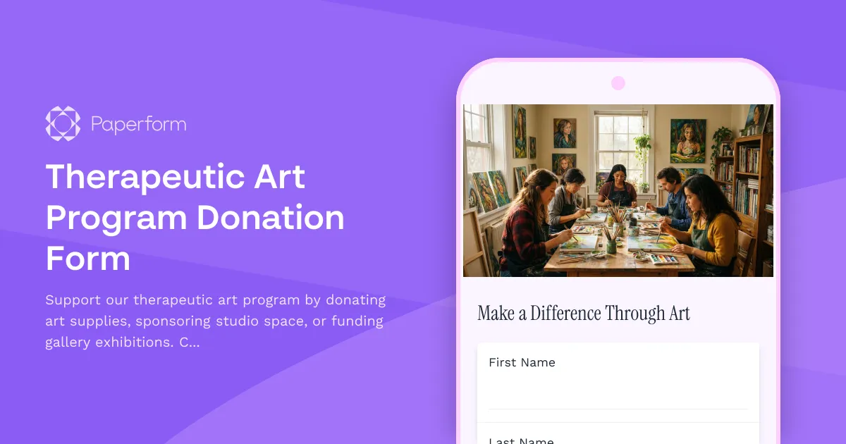 Therapeutic Art Program Donation Form