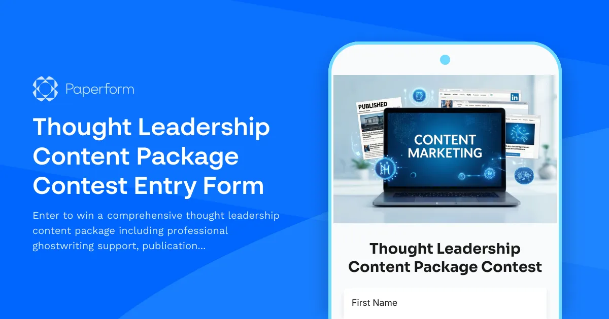 Thought Leadership Content Package Contest Entry Form