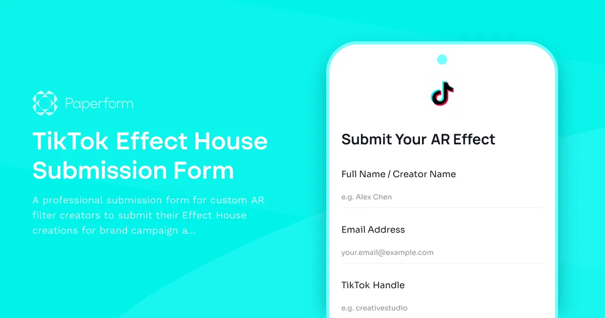 TikTok Effect House Submission Form