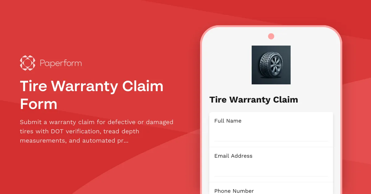 Tire Warranty Claim Form