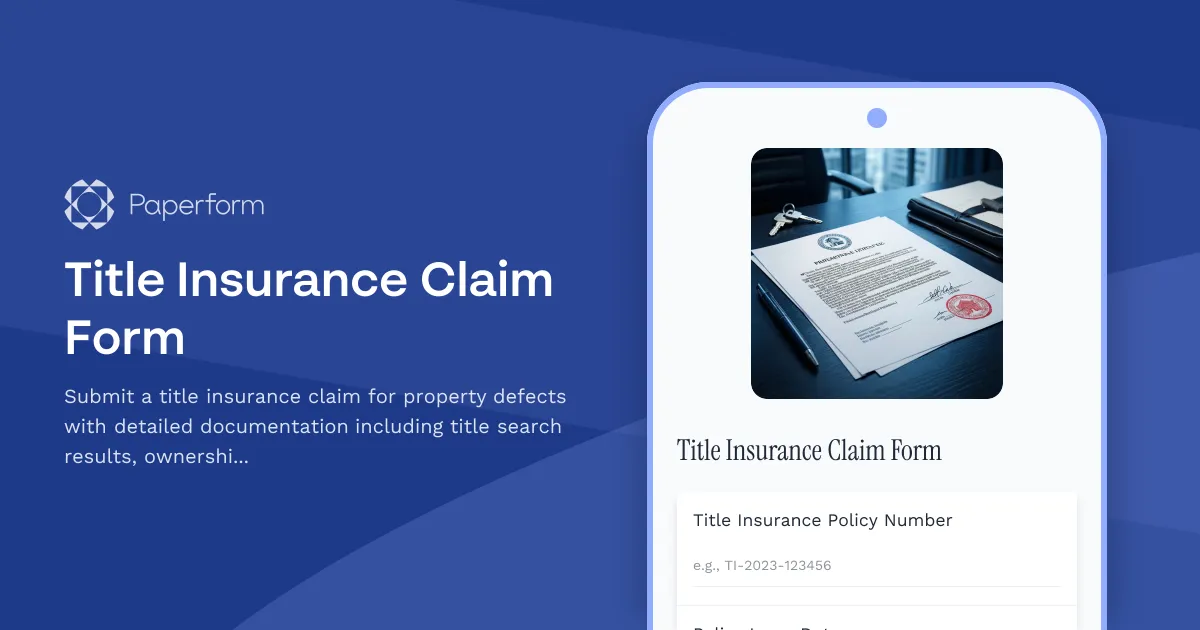 Title Insurance Claim Form