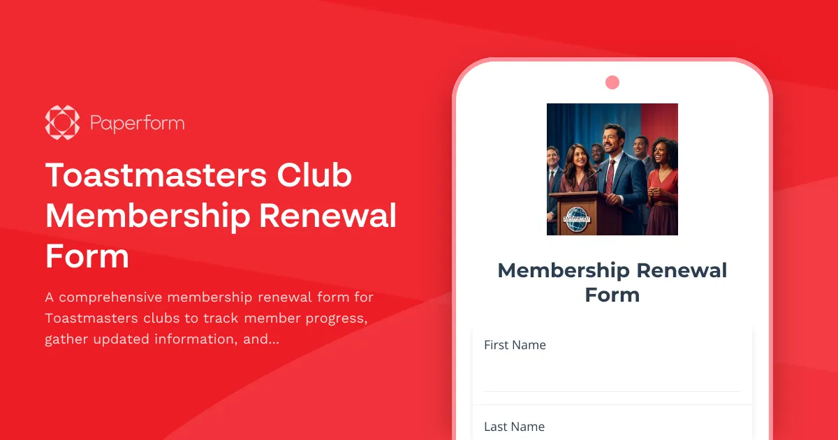 Toastmasters Club Membership Renewal Form