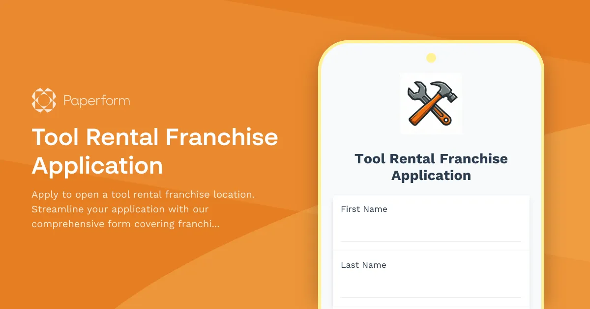 Tool Rental Franchise Application
