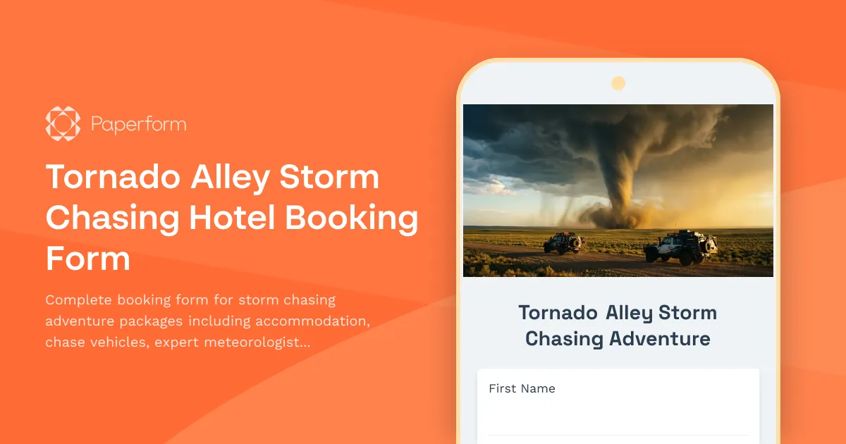 Tornado Alley Storm Chasing Hotel Booking Form
