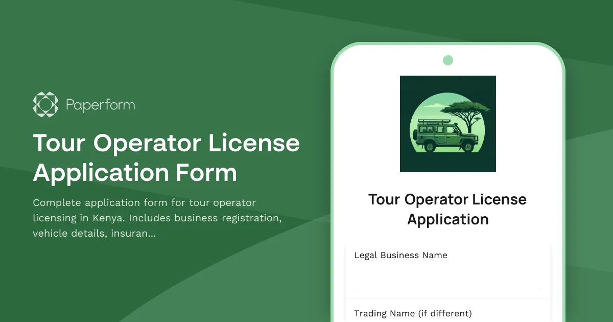 Tour Operator License Application Form