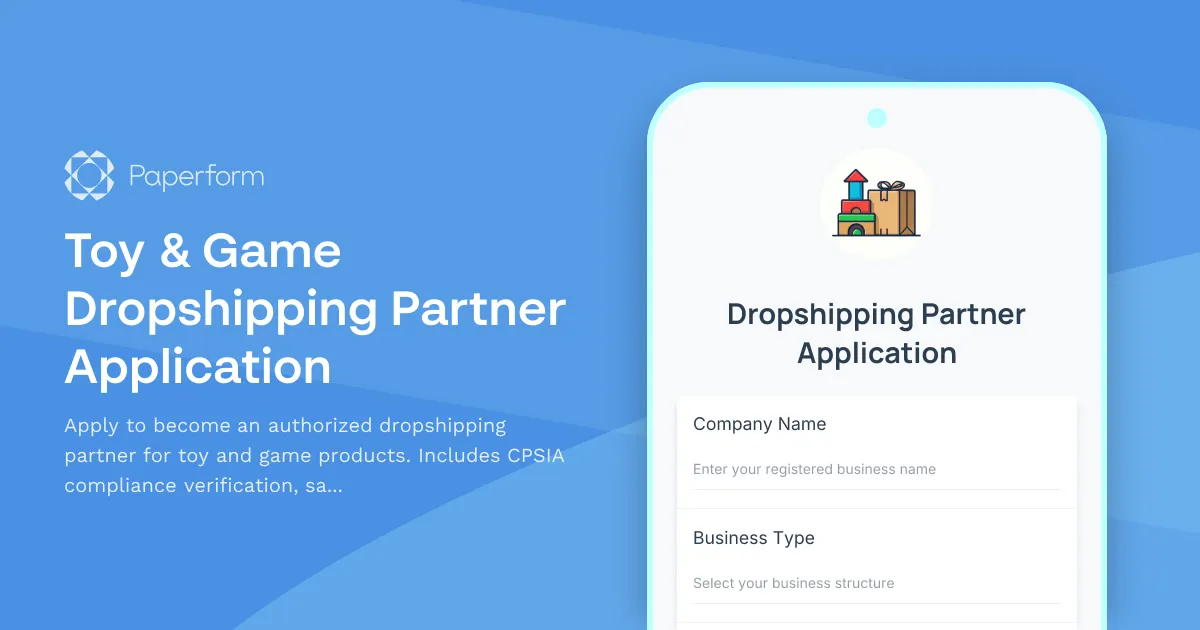 Toy & Game Dropshipping Partner Application