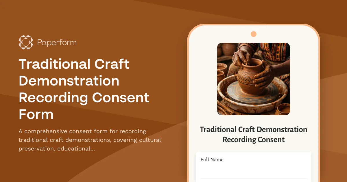 Traditional Craft Demonstration Recording Consent Form