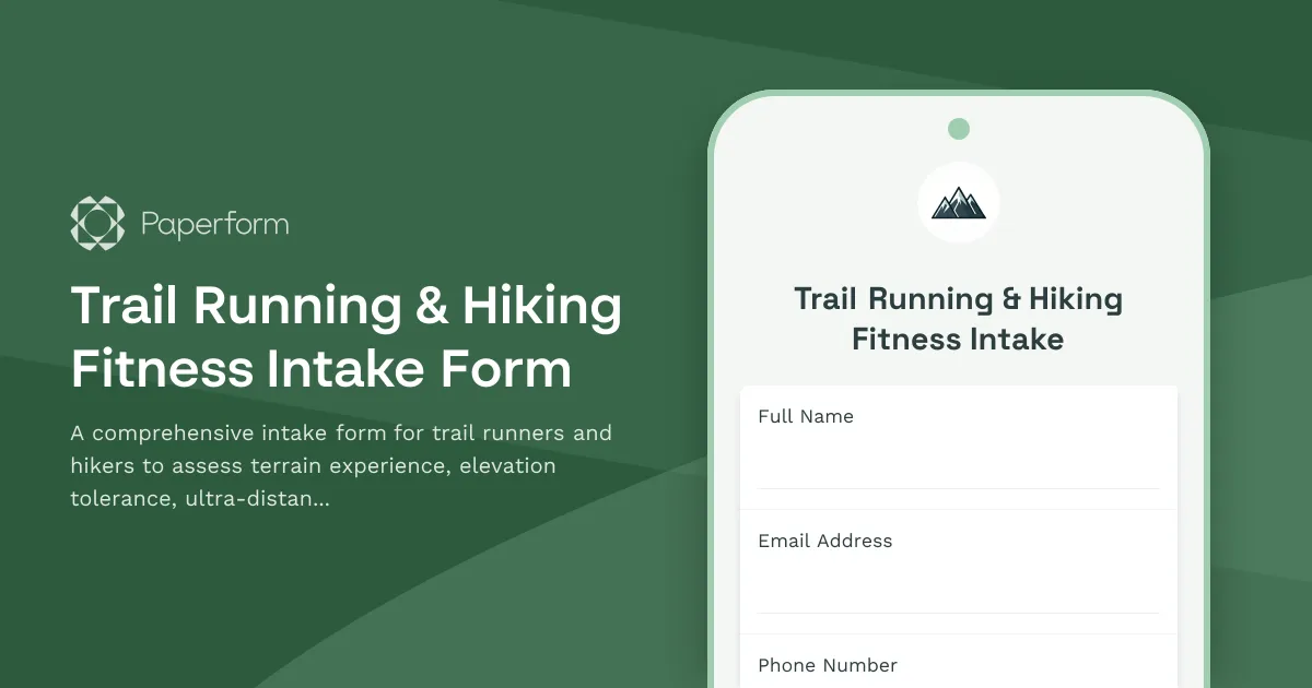 Trail Running & Hiking Fitness Intake Form