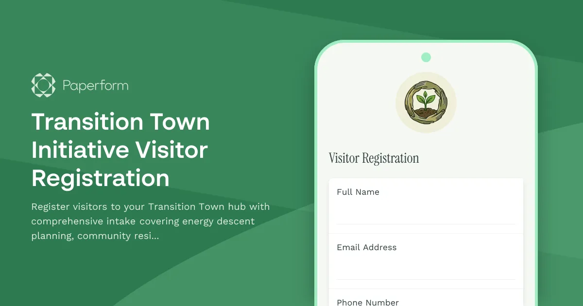 Transition Town Initiative Visitor Registration