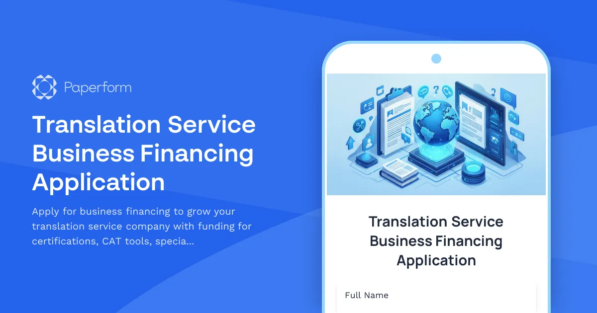 Translation Service Business Financing Application