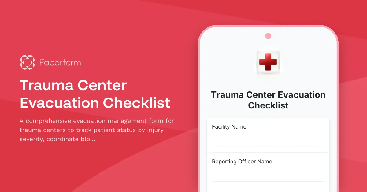 Trauma Center Evacuation Checklist