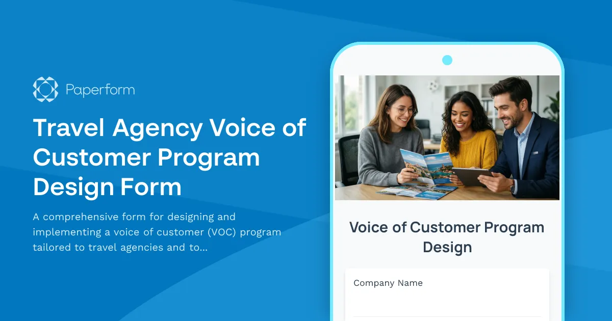 Travel Agency Voice of Customer Program Design Form
