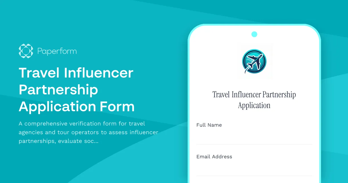 Travel Influencer Partnership Application Form