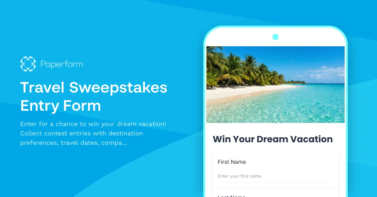 Travel Sweepstakes Entry Form