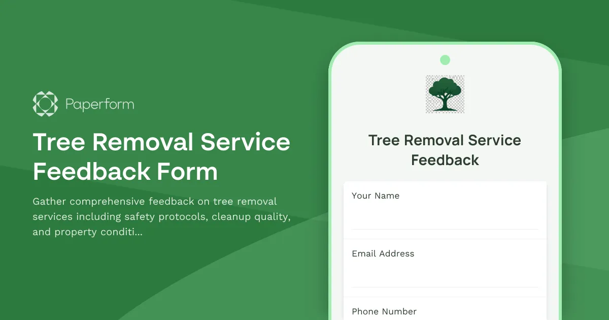 Tree Removal Service Feedback Form