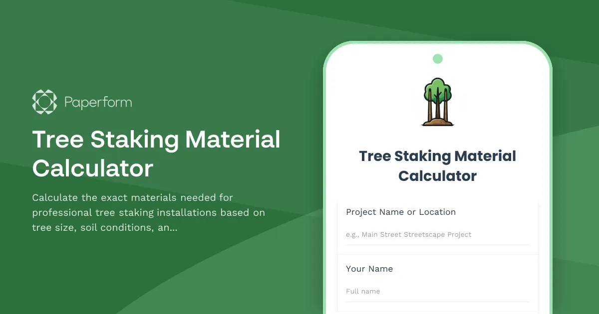Tree Staking Material Calculator
