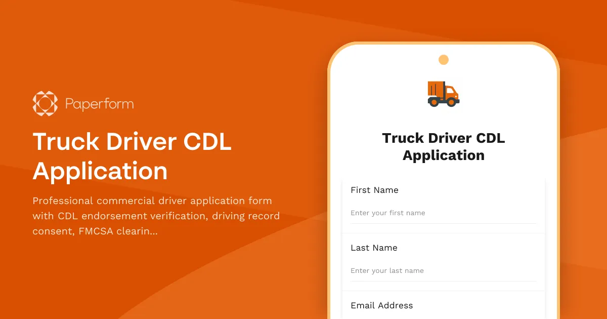 Truck Driver CDL Application