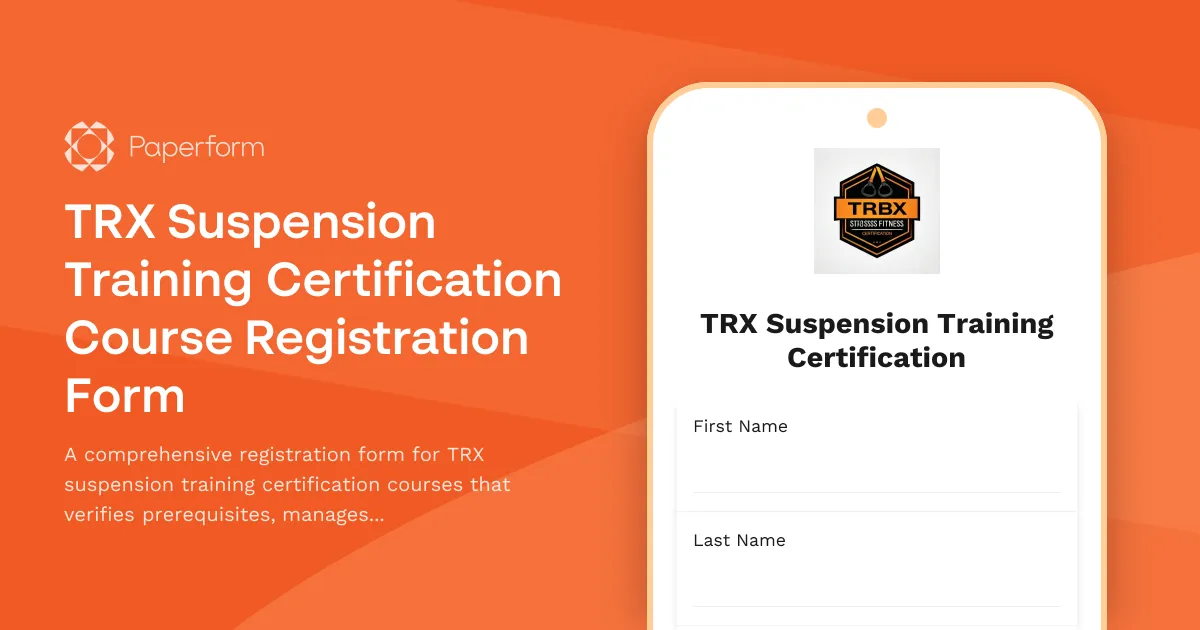 TRX Suspension Training Certification Course Registration Form