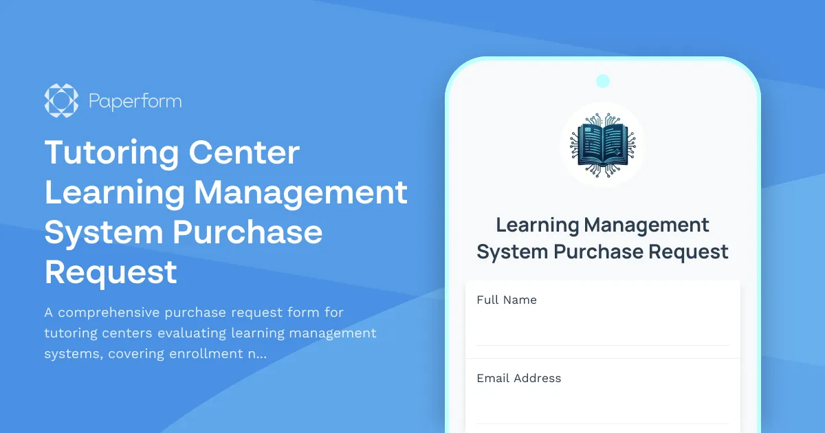 Tutoring Center Learning Management System Purchase Request
