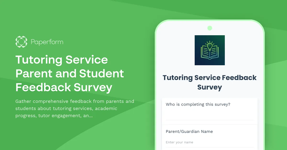 Tutoring Service Parent and Student Feedback Survey