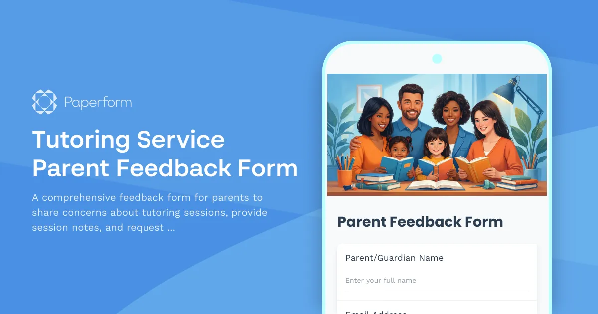 Tutoring Service Parent Feedback Form